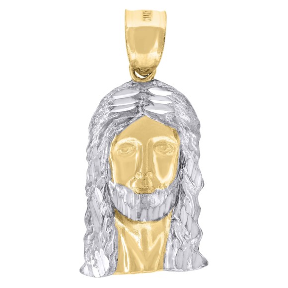 10kt 10k Two-Tone Gold Mens Jesus Religious Charm Pendant